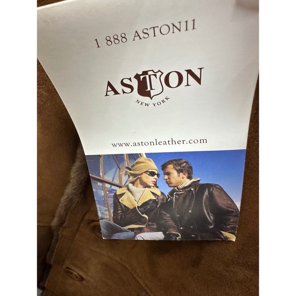 Aston New York Genuine Shearling Suede Jacket – Men's 44 – Gold – New With Tags - Picture 7 of 15